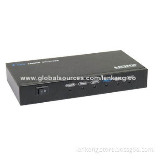 HDMI Splitter, 1-in-4 out, Supports VGA, SVGA, XGA, UXGA Modes, Supports Deep Color, 1080P